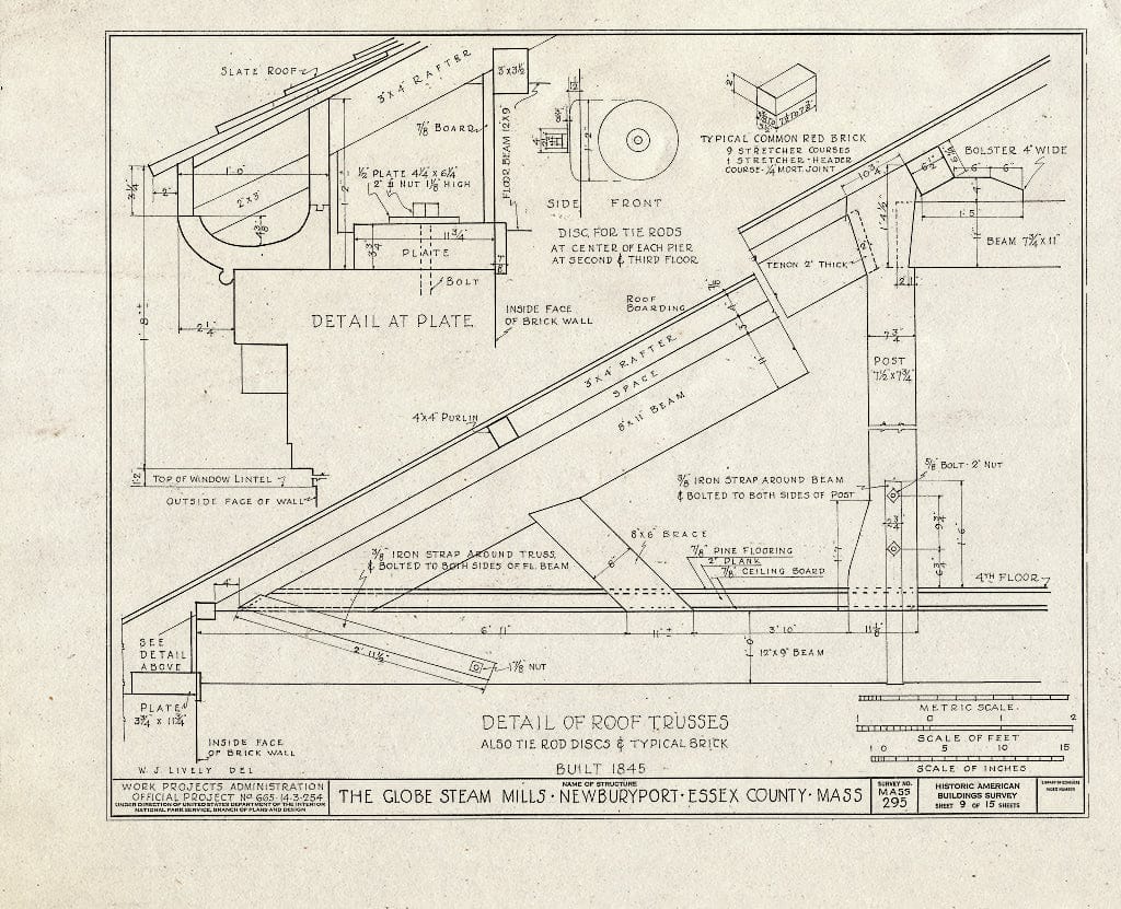 Blueprint HABS Mass,5-NEWBP,25- (Sheet 9 of 15) - Globe Steam Mills, Federal Street, Newburyport, Essex County, MA