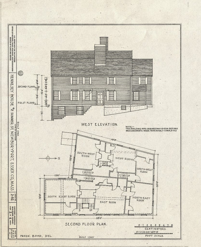 Blueprint HABS Mass,5-NEWBP,11- (Sheet 2 of 4) - Hennessey House, 2 Summer Street, Newburyport, Essex County, MA