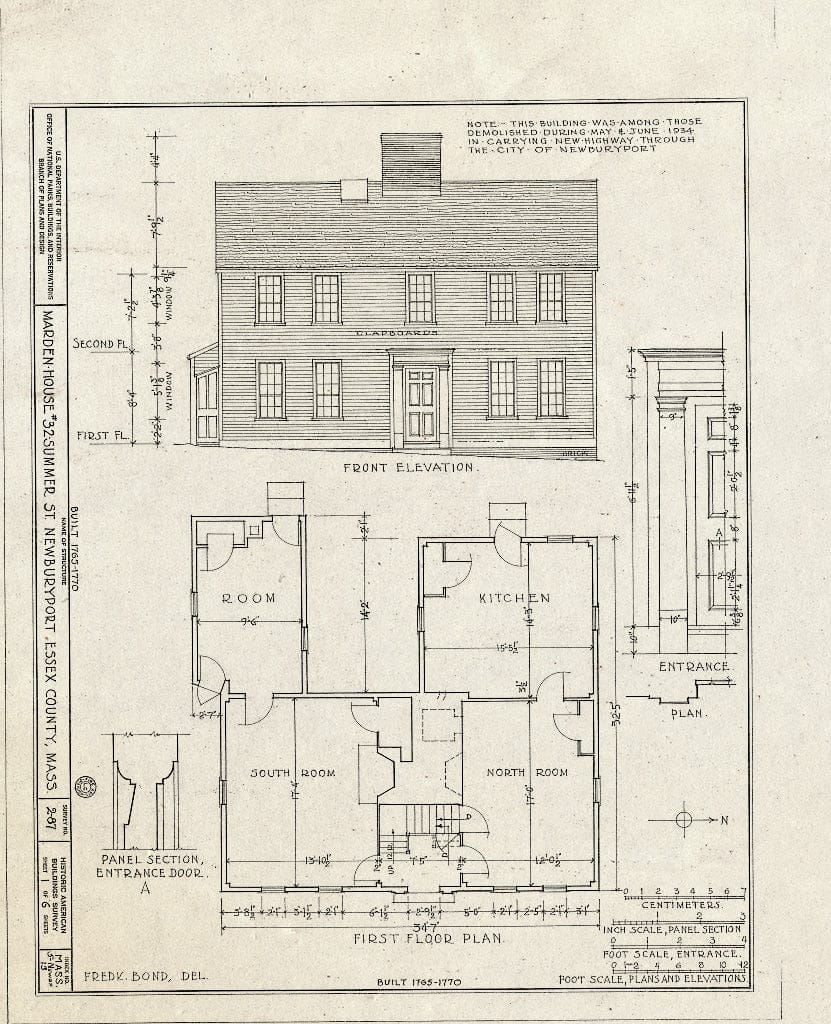 Blueprint HABS Mass,5-NEWBP,13- (Sheet 1 of 6) - Marden House, 32 Summer Street, Newburyport, Essex County, MA