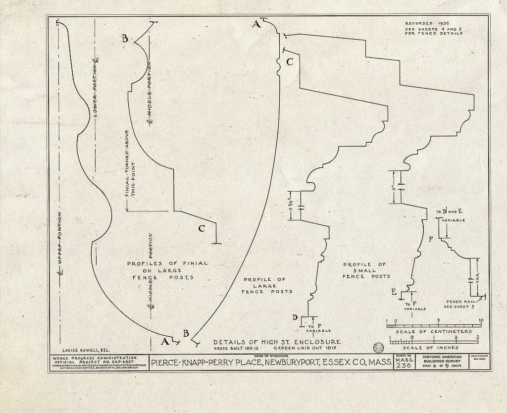 Blueprint HABS Mass,5-NEWBP,24- (Sheet 6 of 9) - Pierce-Knapp-Perry Place, 47 High Street, Newburyport, Essex County, MA