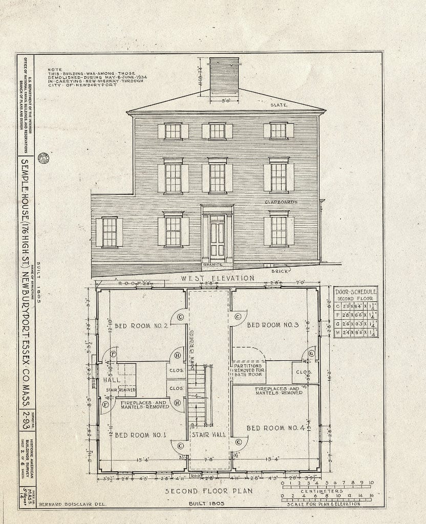 Blueprint HABS Mass,5-NEWBP,14- (Sheet 2 of 6) - Semple House, 176 High Street, Newburyport, Essex County, MA