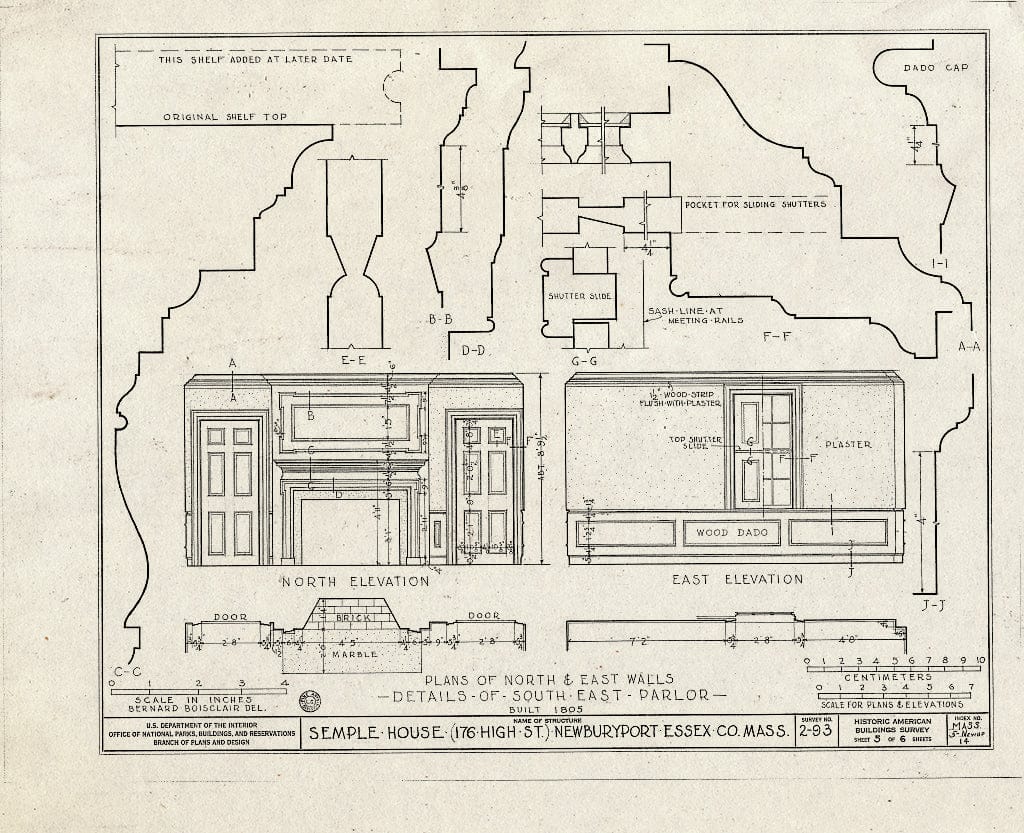 Blueprint HABS Mass,5-NEWBP,14- (Sheet 5 of 6) - Semple House, 176 High Street, Newburyport, Essex County, MA