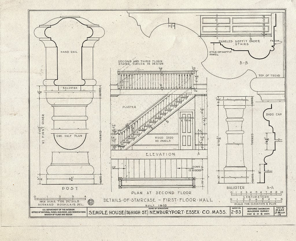 Blueprint HABS Mass,5-NEWBP,14- (Sheet 6 of 6) - Semple House, 176 High Street, Newburyport, Essex County, MA