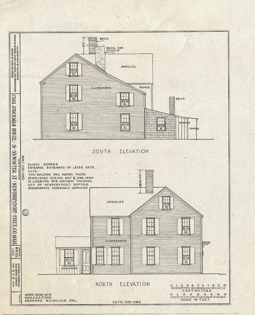 Blueprint HABS Mass,5-NEWBP,21- (Sheet 3 of 5) - Charles Stockman House, 31-33 Winter Street, Newburyport, Essex County, MA