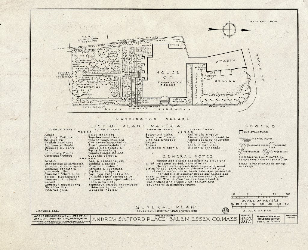 Blueprint HABS Mass,5-SAL,9- (Sheet 1 of 4) - Andrew-Safford Place, 13 Washington Square, Salem, Essex County, MA