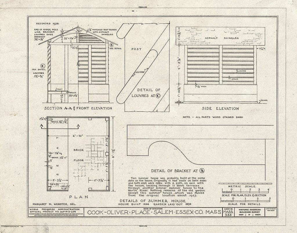 Blueprint HABS Mass,5-SAL,34- (Sheet 1 of 1) - Cook-Oliver House, 142 Federal Street, Salem, Essex County, MA