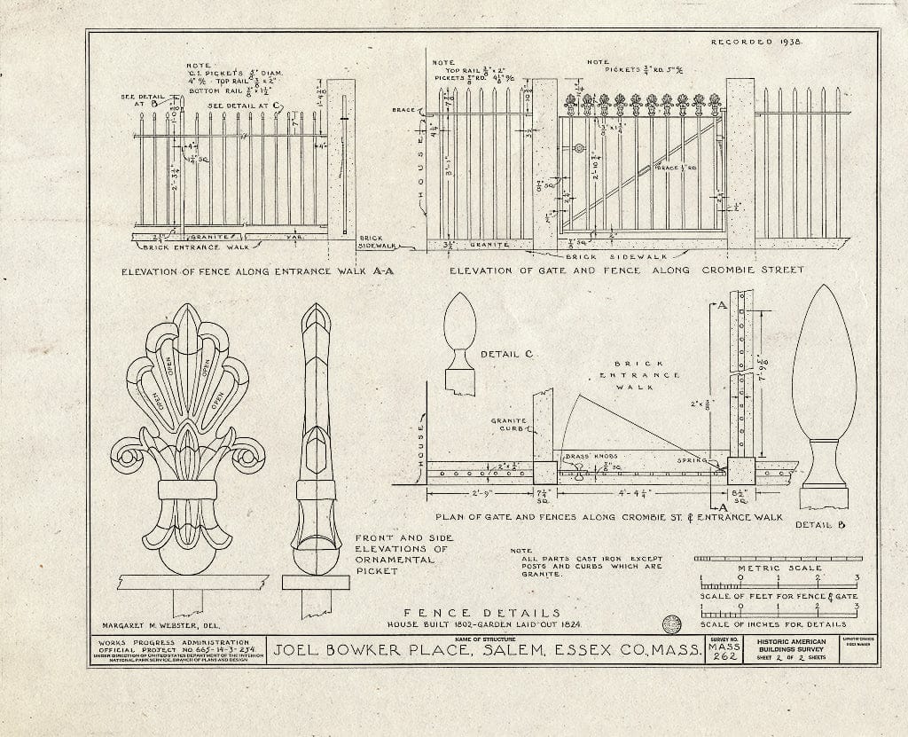 Blueprint HABS Mass,5-SAL,27- (Sheet 2 of 2) - Joel Bowker Place, 9 Crombie Street, Salem, Essex County, MA