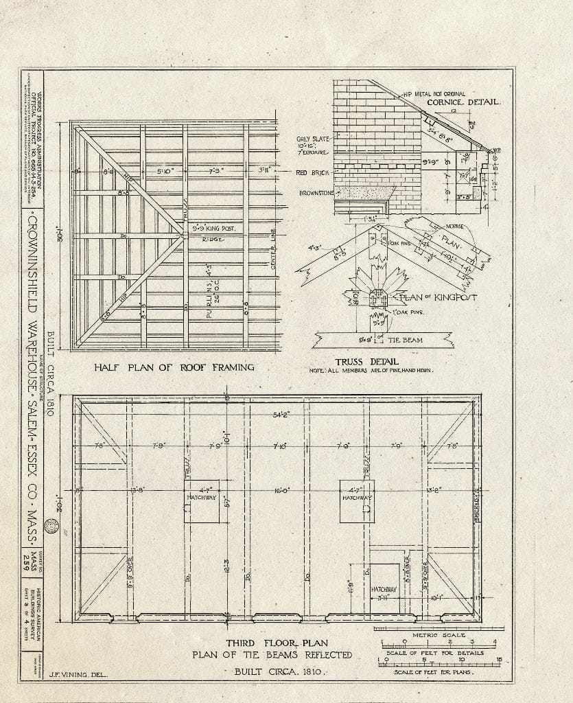 Blueprint HABS Mass,5-SAL,26- (Sheet 3 of 4) - Crowninshield Warehouse, India Street, Salem, Essex County, MA