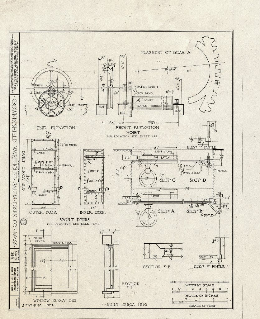 Blueprint HABS Mass,5-SAL,26- (Sheet 4 of 4) - Crowninshield Warehouse, India Street, Salem, Essex County, MA