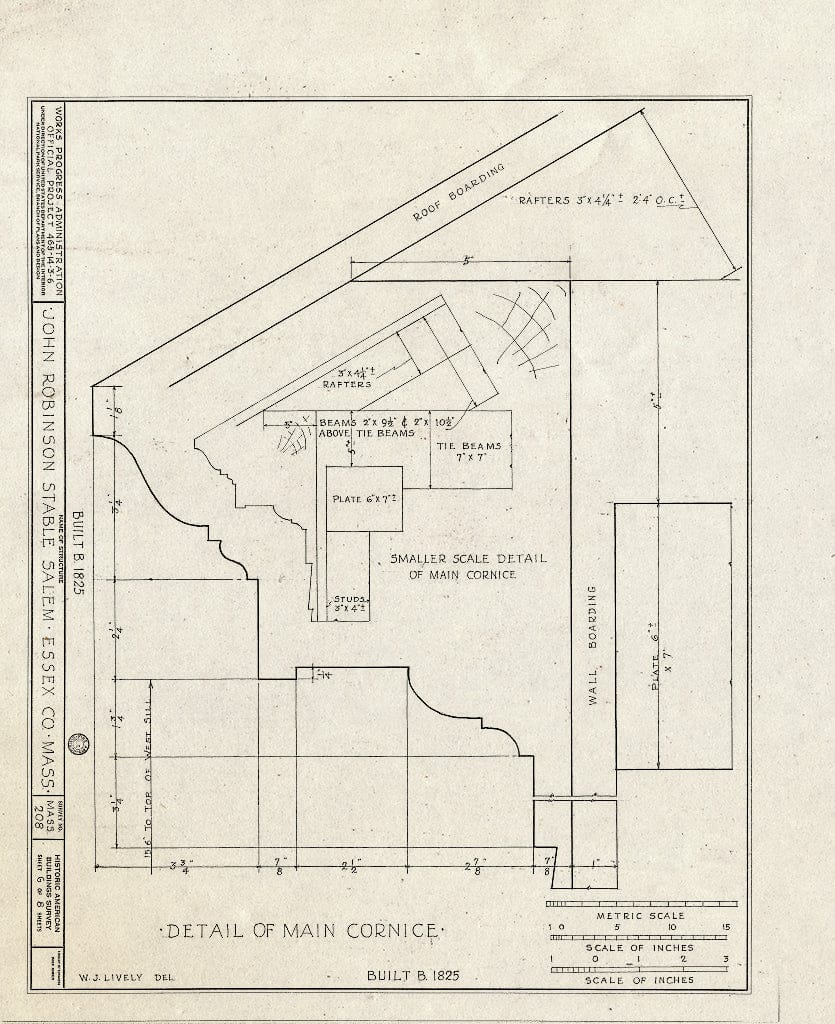 Blueprint HABS Mass,5-SAL,23D- (Sheet 6 of 8) - John Robinson Stable, 18 Summer Street, Salem, Essex County, MA