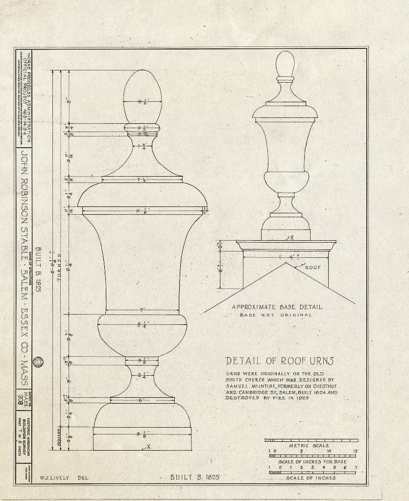 Blueprint HABS Mass,5-SAL,23D- (Sheet 7 of 8) - John Robinson Stable, 18 Summer Street, Salem, Essex County, MA