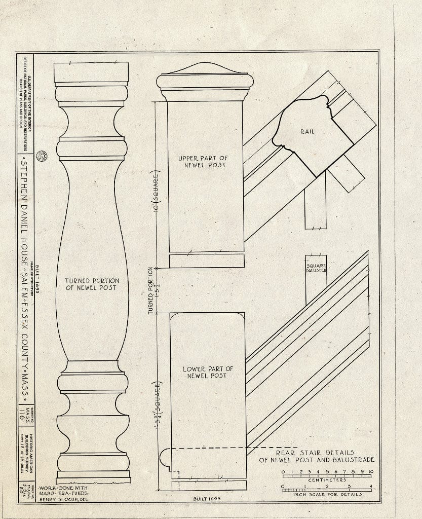 Blueprint HABS Mass,5-SAL,20- (Sheet 12 of 16) - Stephen Daniel House, Daniels & Essex Streets, Salem, Essex County, MA