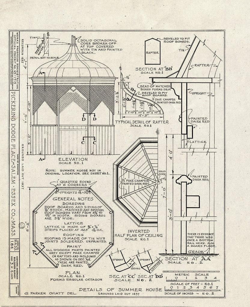 Blueprint HABS Mass,5-SAL,21- (Sheet 3 of 4) - Pickering Dodge Place, 40 Dearborn Street, Salem, Essex County, MA