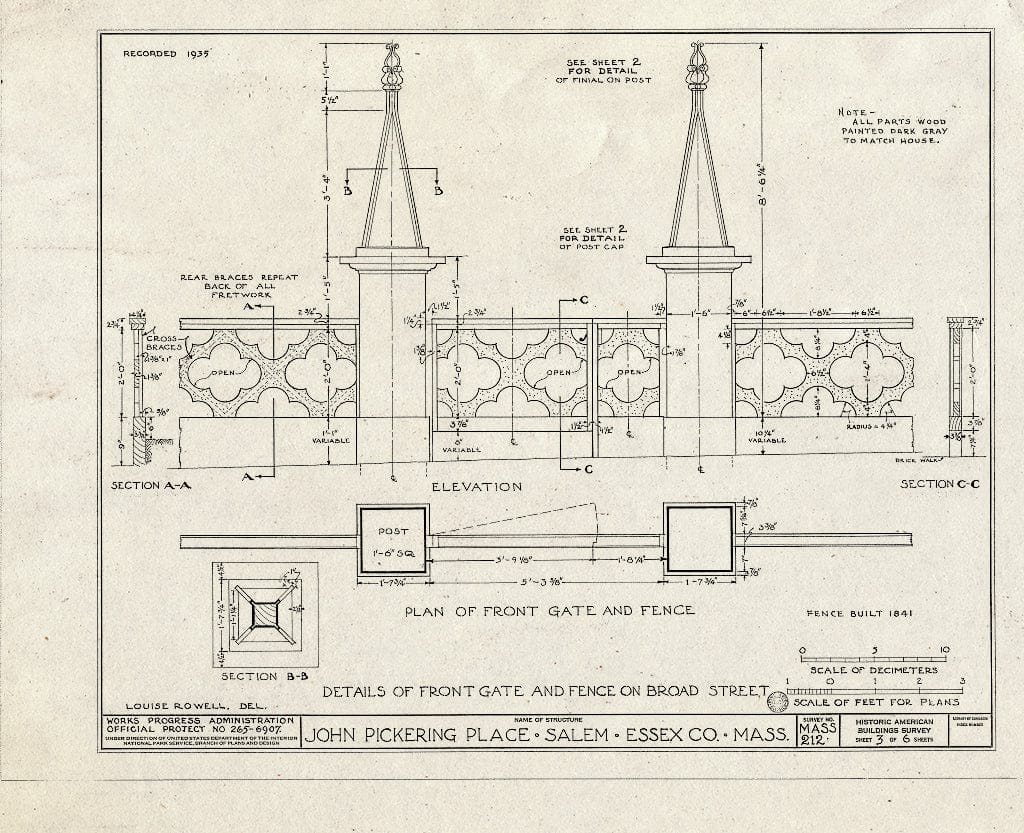 Blueprint HABS Mass,5-SAL,24- (Sheet 3 of 6) - John Pickering Place, 18 Broad Street, Salem, Essex County, MA