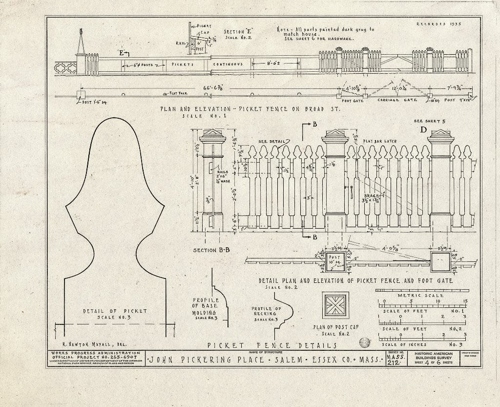 Blueprint HABS Mass,5-SAL,24- (Sheet 4 of 6) - John Pickering Place, 18 Broad Street, Salem, Essex County, MA
