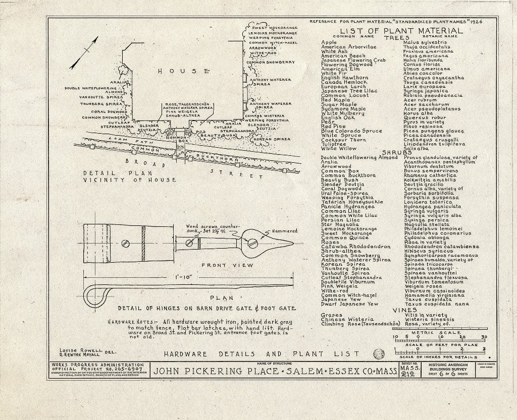 Blueprint HABS Mass,5-SAL,24- (Sheet 6 of 6) - John Pickering Place, 18 Broad Street, Salem, Essex County, MA