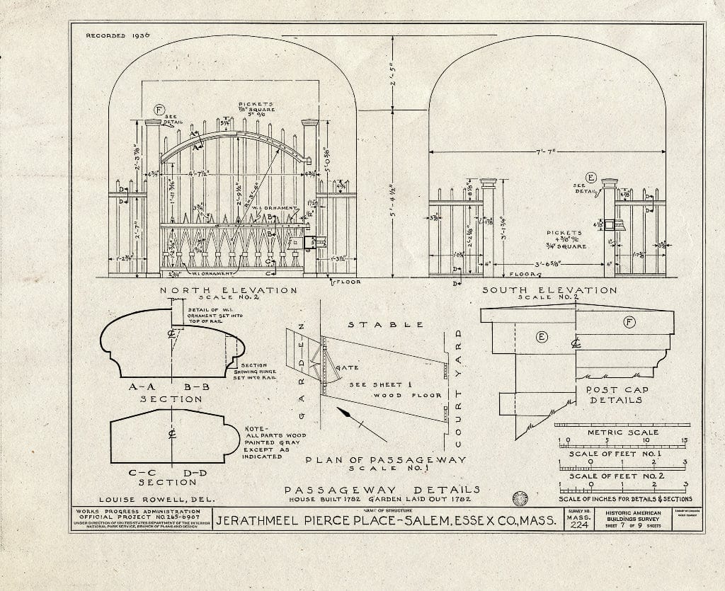 Blueprint HABS Mass,5-SAL,15- (Sheet 7 of 9) - Jerathmeel Peirce Place, 80 Federal Street, Salem, Essex County, MA