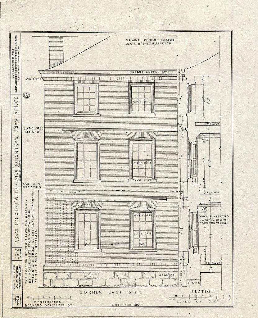 Blueprint HABS Mass,5-SAL,19- (Sheet 4 of 11) - Joshua Ward House, 148 Washington Street, Salem, Essex County, MA