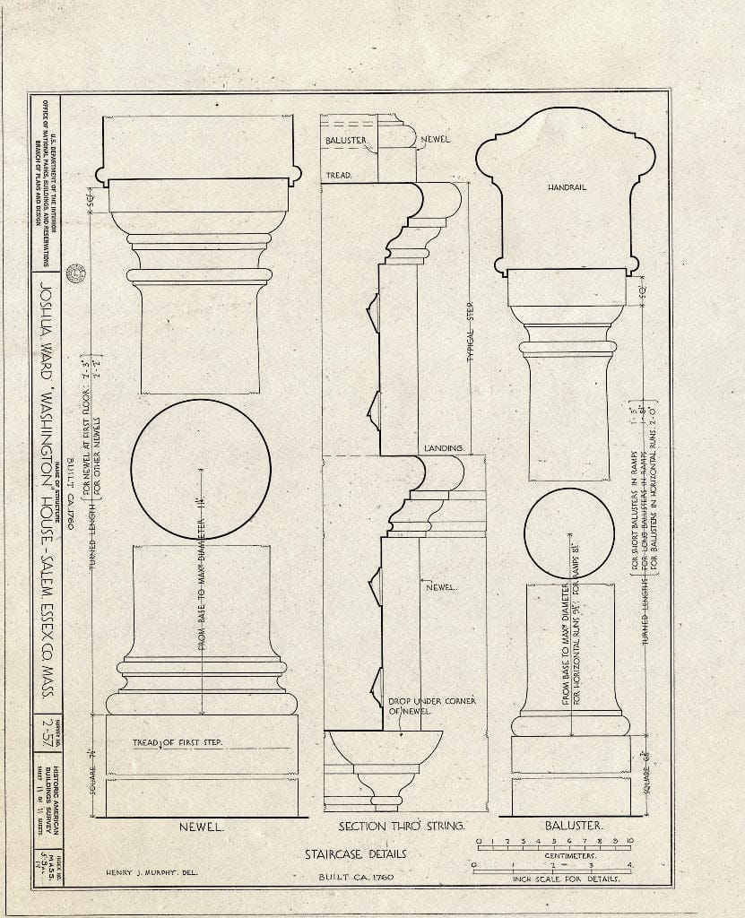 Blueprint HABS Mass,5-SAL,19- (Sheet 11 of 11) - Joshua Ward House, 148 Washington Street, Salem, Essex County, MA