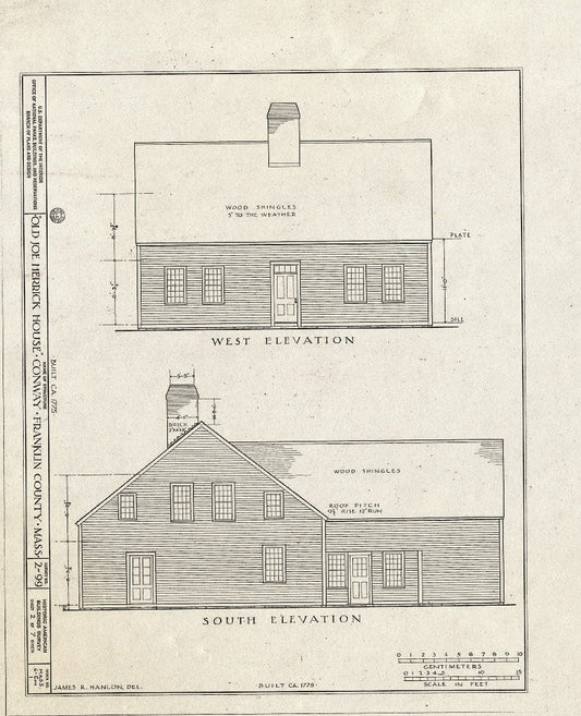 Blueprint HABS Mass,6-CON,1- (Sheet 2 of 7) - Old Joe Herrick House, Poland Road, Conway, Franklin County, MA