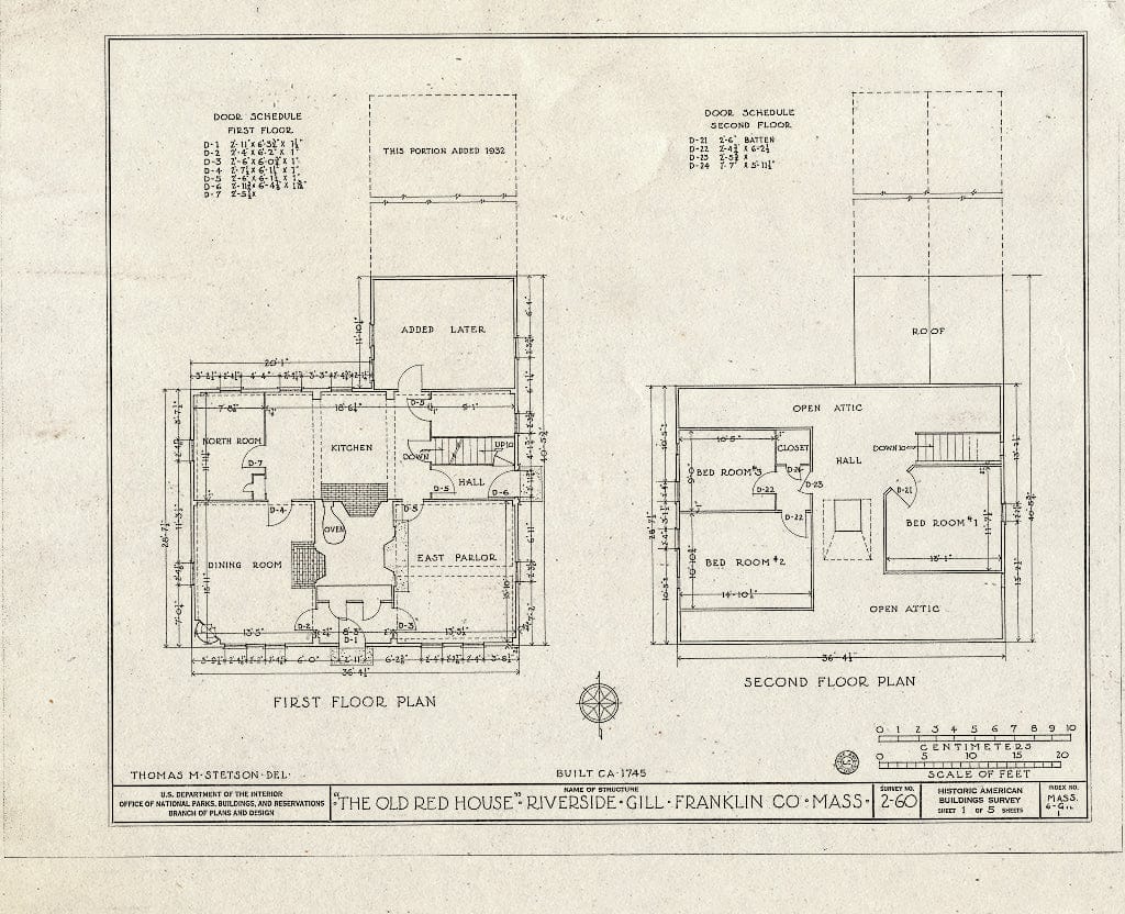Blueprint HABS Mass,6-RIVSI,1- (Sheet 1 of 5) - Old Red House, French King Highway (Riverside), Riverside, Franklin County, MA