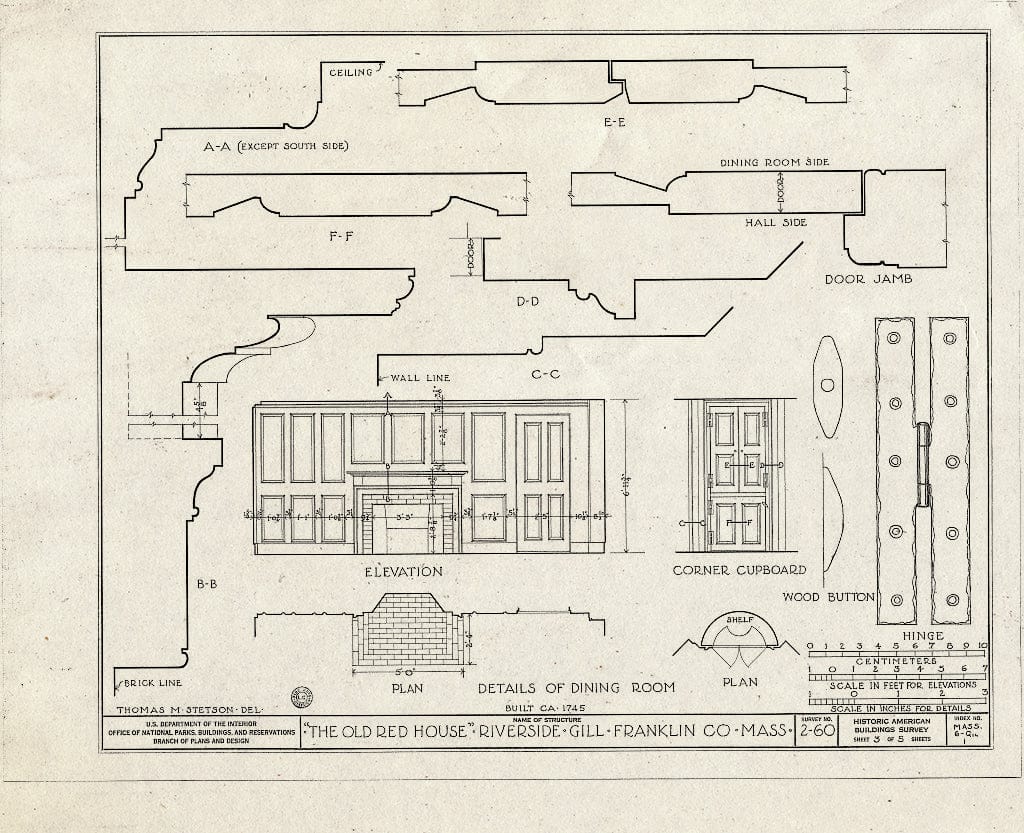Blueprint HABS Mass,6-RIVSI,1- (Sheet 3 of 5) - Old Red House, French King Highway (Riverside), Riverside, Franklin County, MA