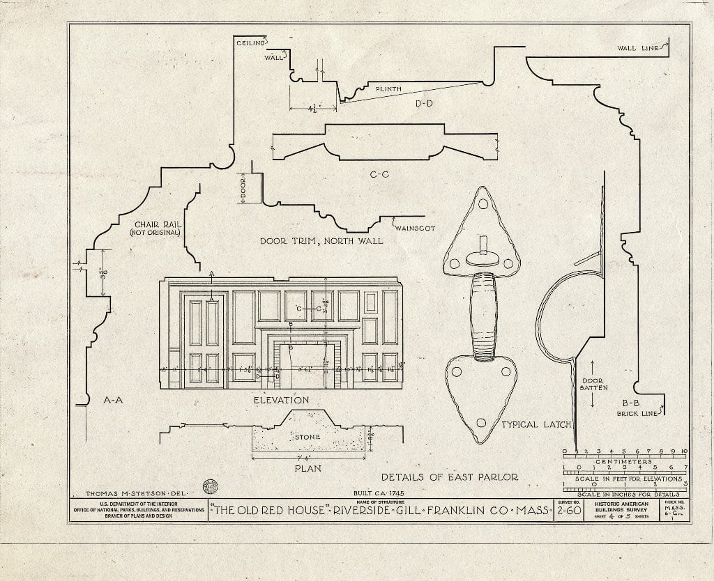 Blueprint HABS Mass,6-RIVSI,1- (Sheet 4 of 5) - Old Red House, French King Highway (Riverside), Riverside, Franklin County, MA