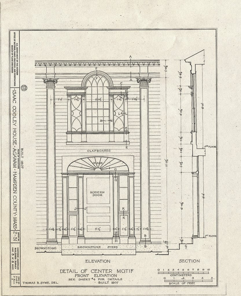 Blueprint HABS Mass,7-Agam,2- (Sheet 3 of 8) - Isaac Cooley House, 740 Elm Street, Agawam, Hampden County, MA