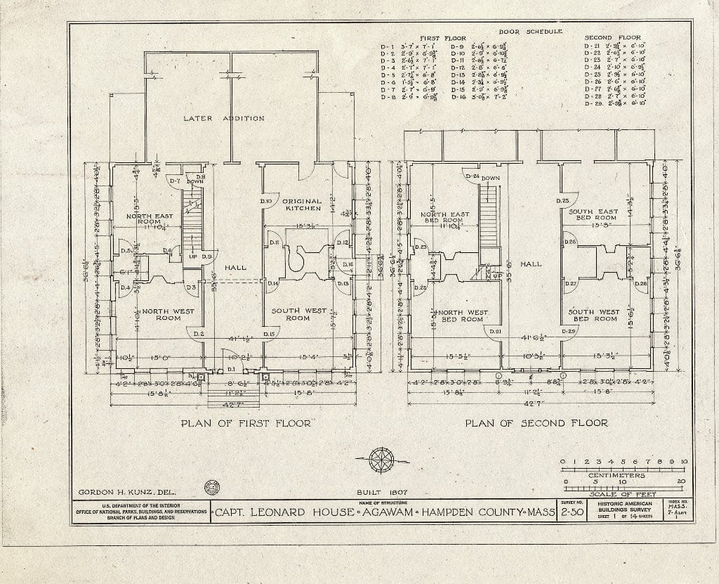 Blueprint HABS Mass,7-Agam,1- (Sheet 1 of 14) - Captain Charles Leonard House, 663 Main Street, Agawam, Hampden County, MA