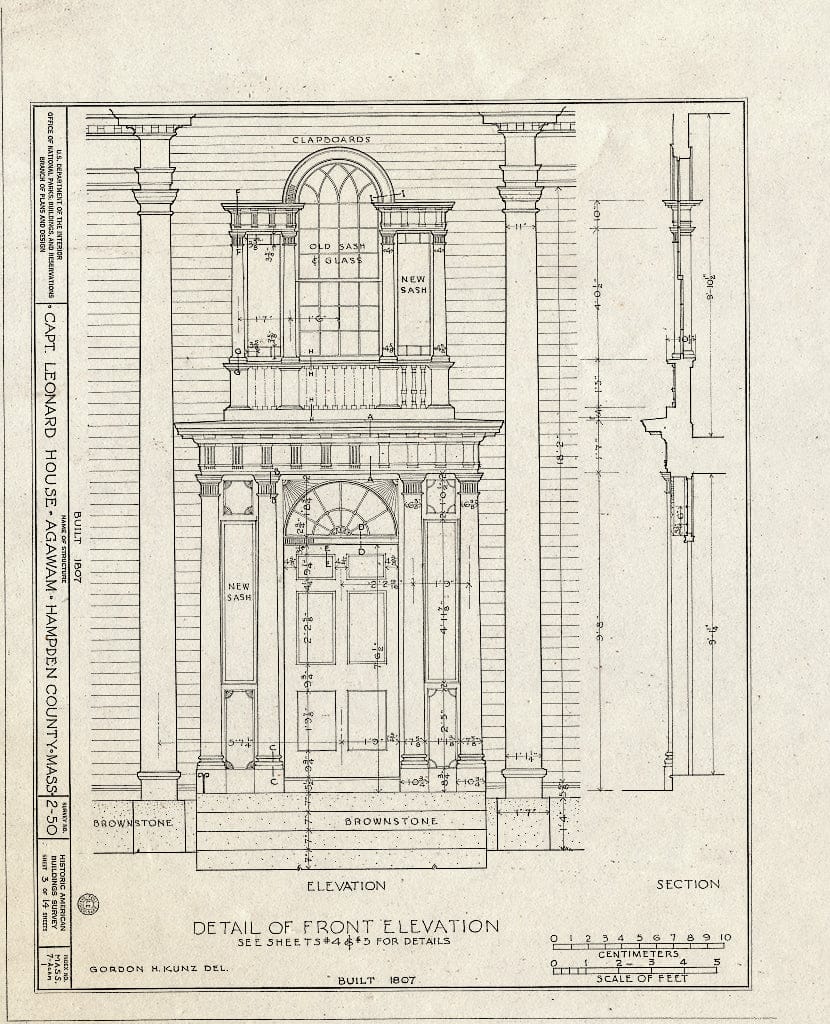 Blueprint HABS Mass,7-Agam,1- (Sheet 3 of 14) - Captain Charles Leonard House, 663 Main Street, Agawam, Hampden County, MA