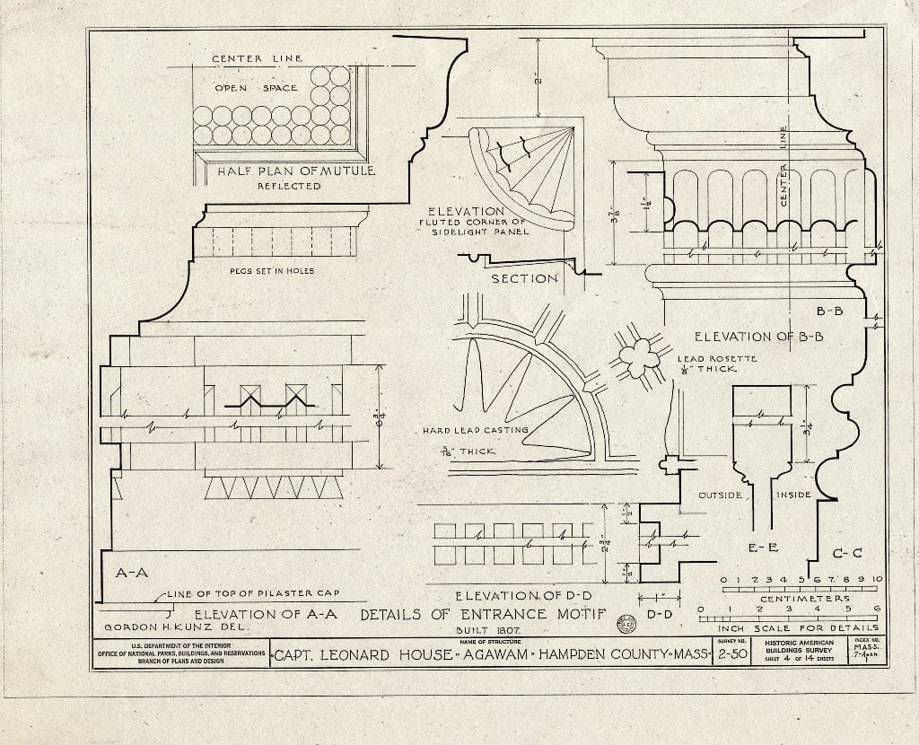 Blueprint HABS Mass,7-Agam,1- (Sheet 4 of 14) - Captain Charles Leonard House, 663 Main Street, Agawam, Hampden County, MA