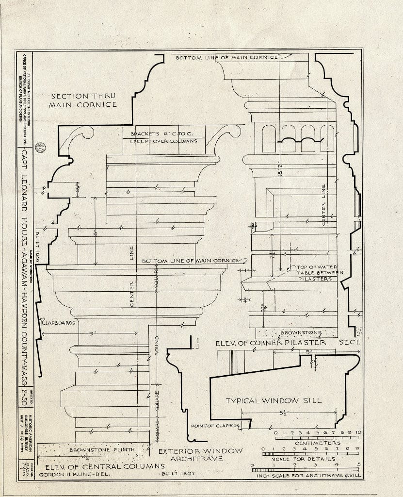 Blueprint HABS Mass,7-Agam,1- (Sheet 7 of 14) - Captain Charles Leonard House, 663 Main Street, Agawam, Hampden County, MA