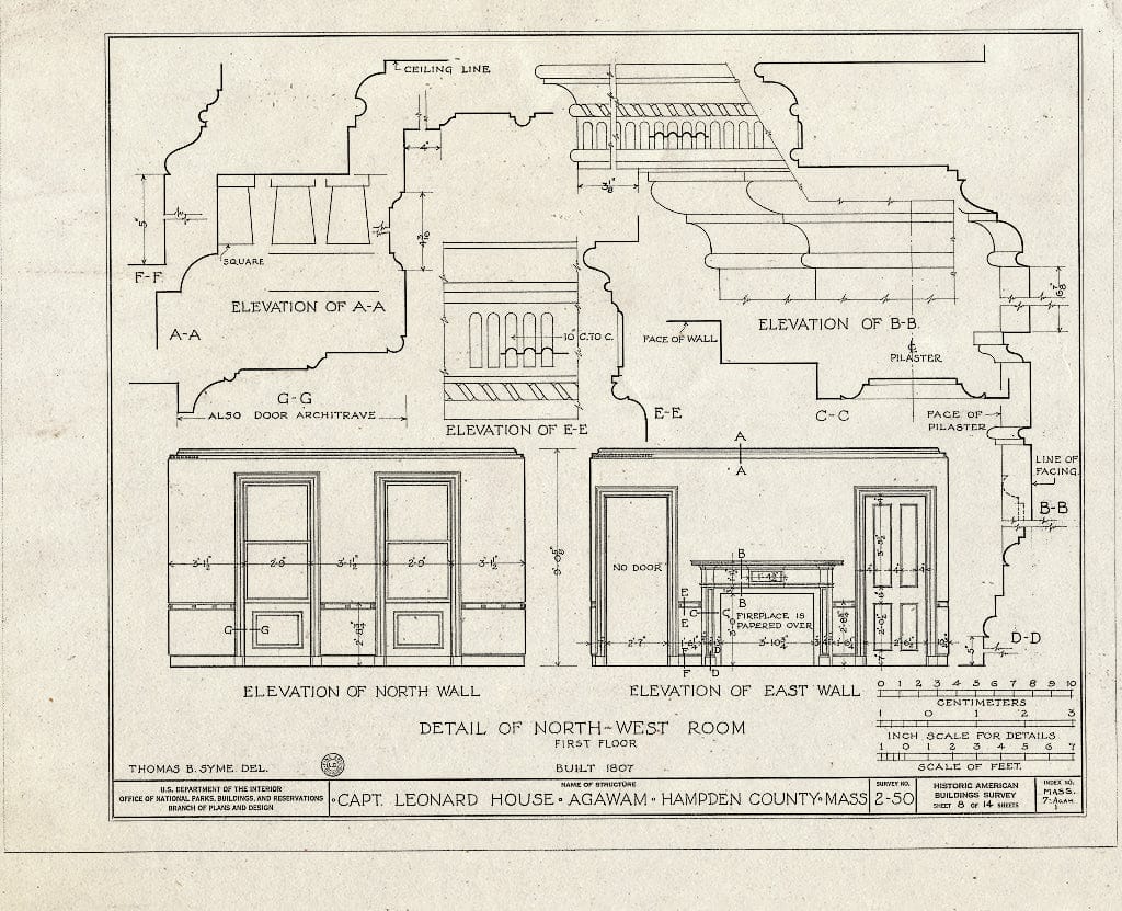 Blueprint HABS Mass,7-Agam,1- (Sheet 8 of 14) - Captain Charles Leonard House, 663 Main Street, Agawam, Hampden County, MA