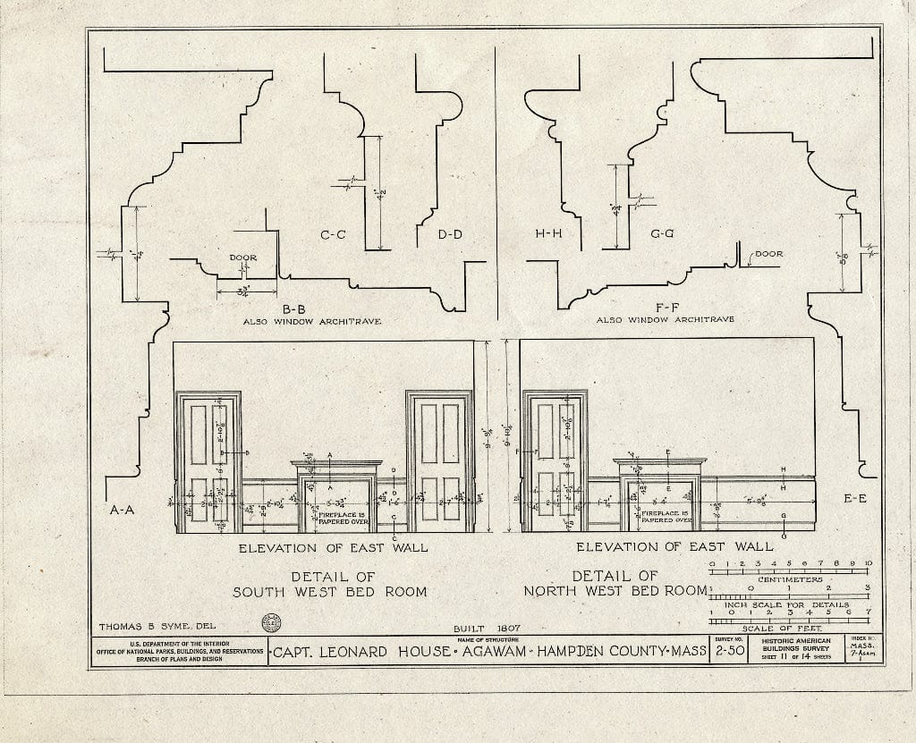 Blueprint HABS Mass,7-Agam,1- (Sheet 11 of 14) - Captain Charles Leonard House, 663 Main Street, Agawam, Hampden County, MA