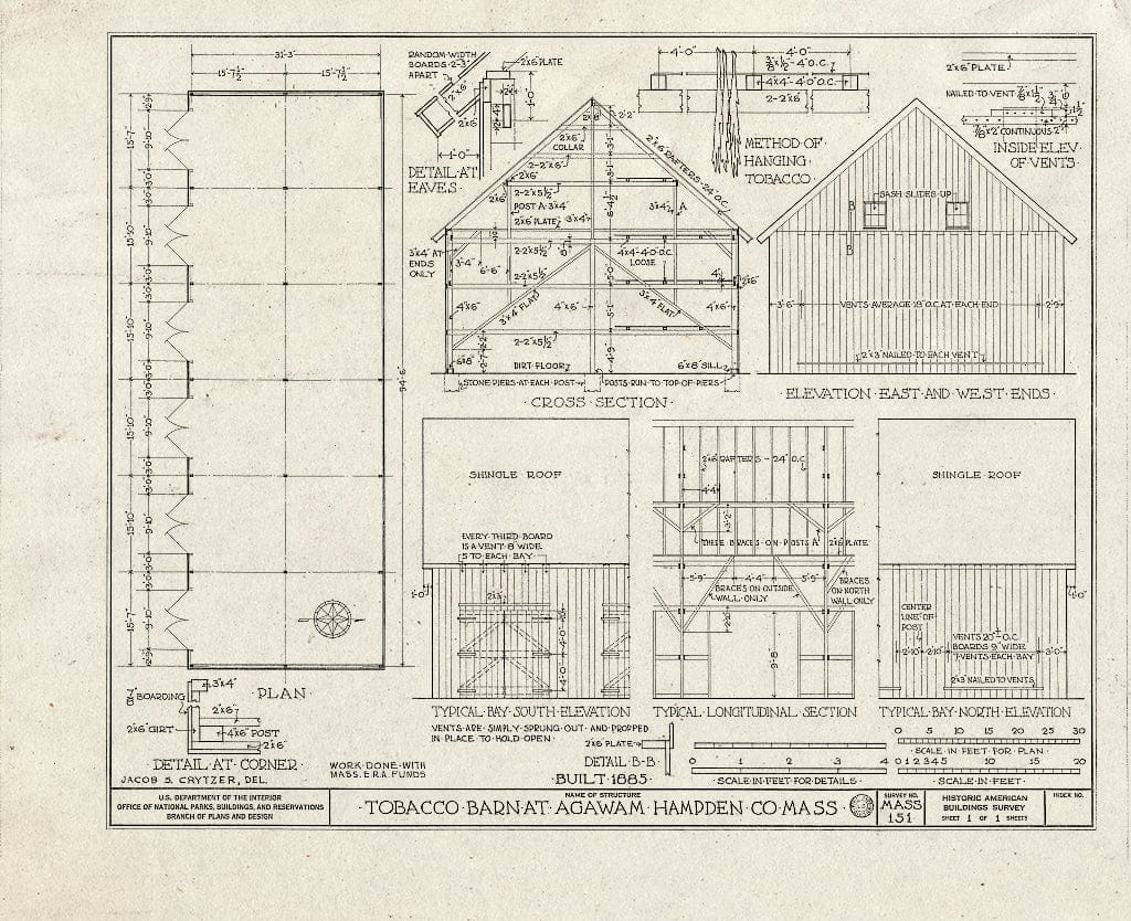 Blueprint HABS Mass,7-Agam,3- (Sheet 1 of 1) - Tobacco Barn, 663 Main Street, Agawam, Hampden County, MA