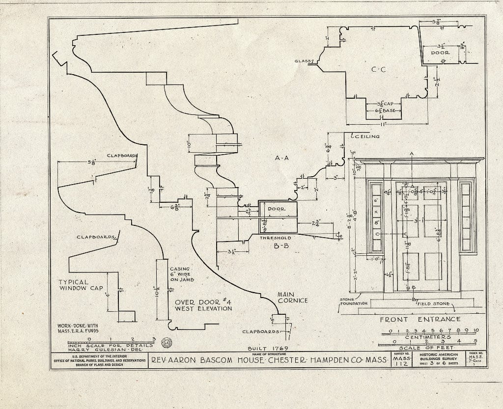 Blueprint HABS Mass,7-Ches,1- (Sheet 3 of 6) - Reverend Aaron Bascom House, Middlefield Road, Chester, Hampden County, MA