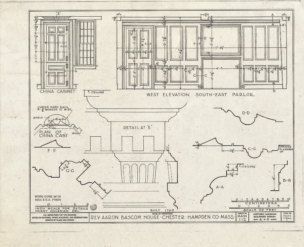 Blueprint HABS Mass,7-Ches,1- (Sheet 4 of 6) - Reverend Aaron Bascom House, Middlefield Road, Chester, Hampden County, MA