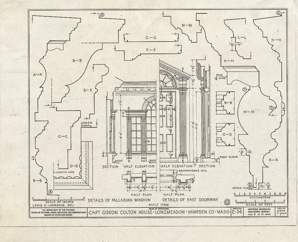 Blueprint HABS Mass,7-LONGM,1- (Sheet 5 of 13) - Captain Gideon Colton House, 1028 Longmeadow Street, Longmeadow, Hampden County, MA