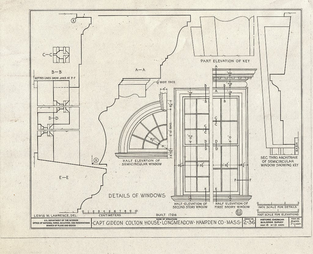 Blueprint HABS Mass,7-LONGM,1- (Sheet 6 of 13) - Captain Gideon Colton House, 1028 Longmeadow Street, Longmeadow, Hampden County, MA