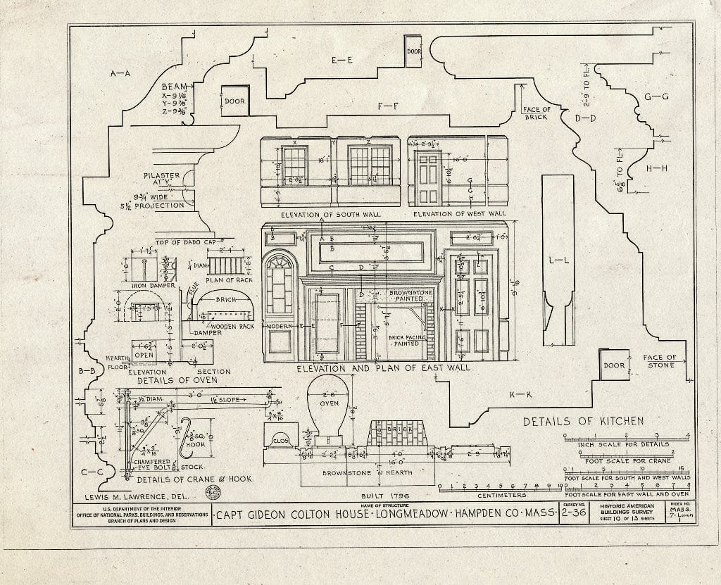 Blueprint HABS Mass,7-LONGM,1- (Sheet 10 of 13) - Captain Gideon Colton House, 1028 Longmeadow Street, Longmeadow, Hampden County, MA