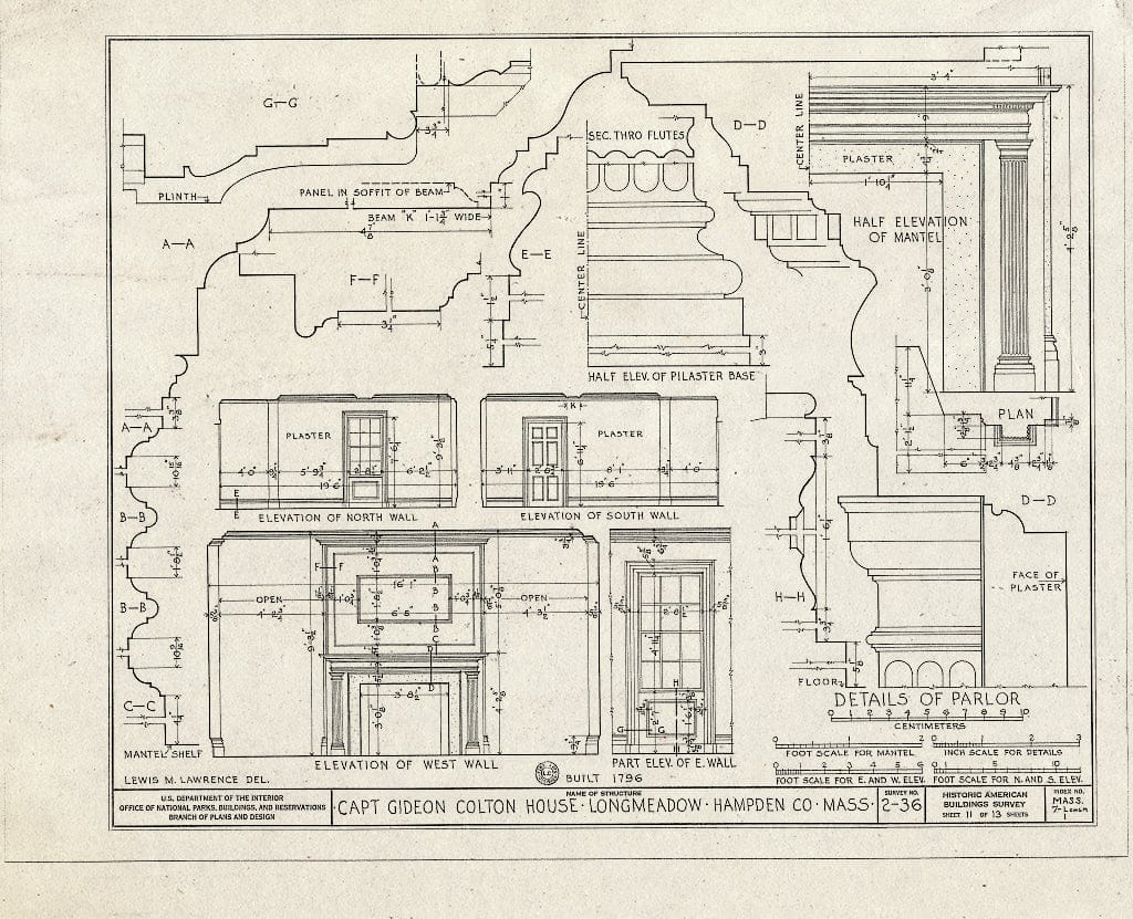 Blueprint HABS Mass,7-LONGM,1- (Sheet 11 of 13) - Captain Gideon Colton House, 1028 Longmeadow Street, Longmeadow, Hampden County, MA