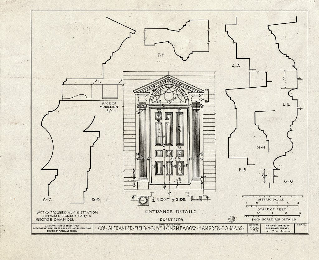 Blueprint HABS Mass,7-LONGM,2- (Sheet 7 of 14) - Colonel Alexander Field House, 280 Longmeadow Street, Longmeadow, Hampden County, MA