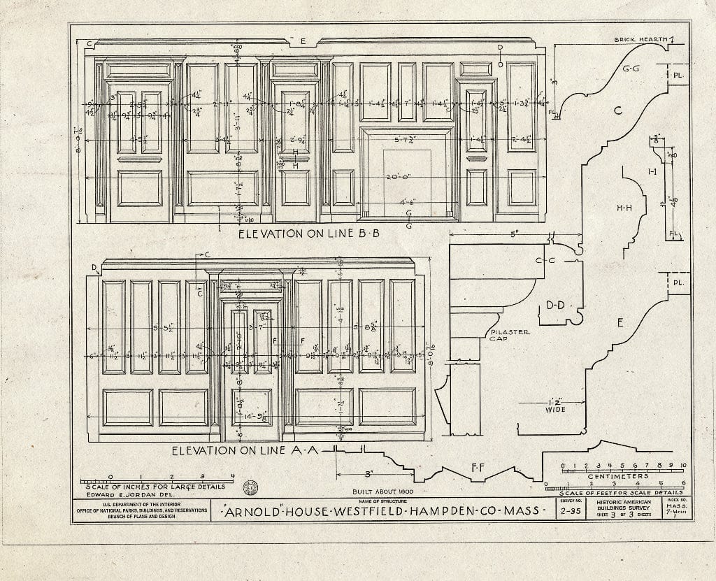 Blueprint HABS Mass,7-WESFI,1- (Sheet 3 of 3) - Arnold House, 140 Franklin Street, Westfield, Hampden County, MA