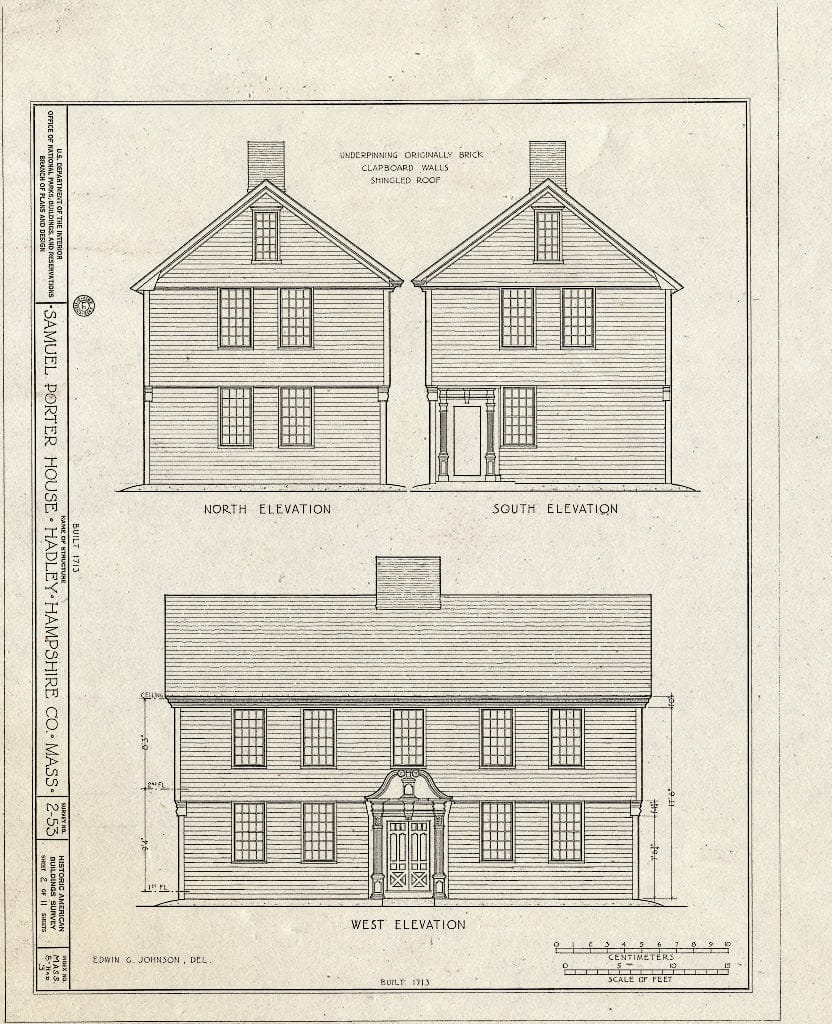 Blueprint HABS Mass,8-HAD,3- (Sheet 2 of 11) - Samuel Porter House, West Street, Hadley, Hampshire County, MA