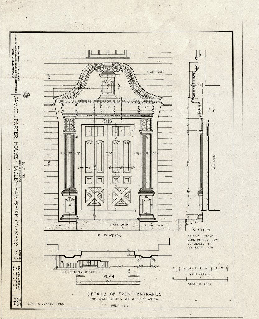 Blueprint HABS Mass,8-HAD,3- (Sheet 4 of 11) - Samuel Porter House, West Street, Hadley, Hampshire County, MA