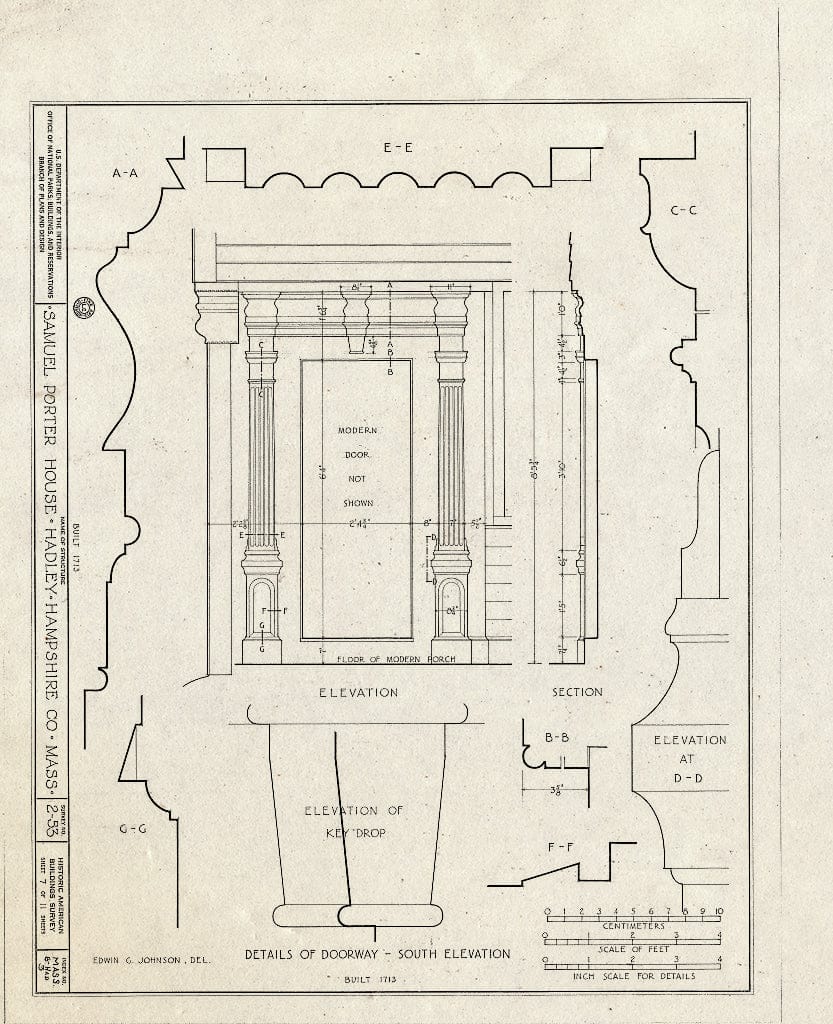 Blueprint HABS Mass,8-HAD,3- (Sheet 7 of 11) - Samuel Porter House, West Street, Hadley, Hampshire County, MA