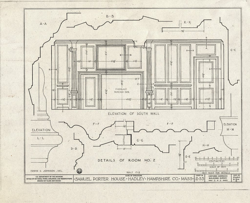 Blueprint HABS Mass,8-HAD,3- (Sheet 11 of 11) - Samuel Porter House, West Street, Hadley, Hampshire County, MA