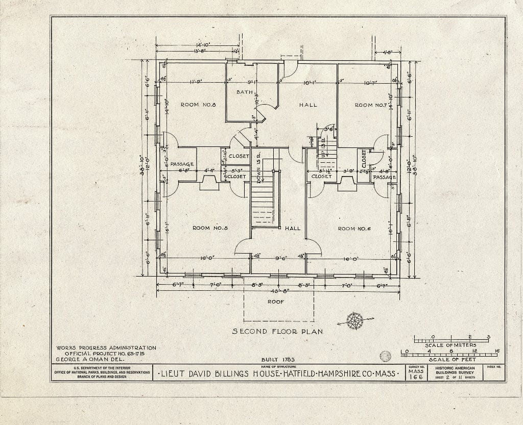 Blueprint HABS Mass,8-HAT,3- (Sheet 2 of 11) - Lieutenant David Billings House, 77 Main Street, Hatfield, Hampshire County, MA