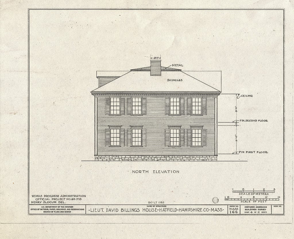 Blueprint HABS Mass,8-HAT,3- (Sheet 4 of 11) - Lieutenant David Billings House, 77 Main Street, Hatfield, Hampshire County, MA