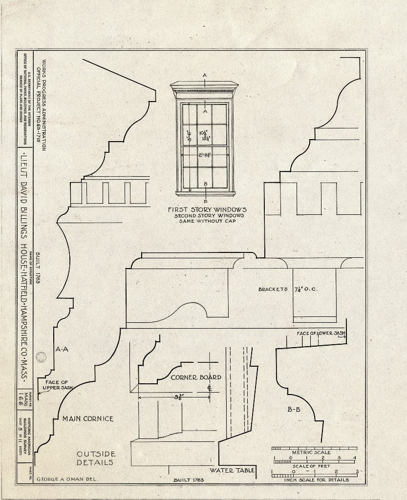 Blueprint HABS Mass,8-HAT,3- (Sheet 5 of 11) - Lieutenant David Billings House, 77 Main Street, Hatfield, Hampshire County, MA
